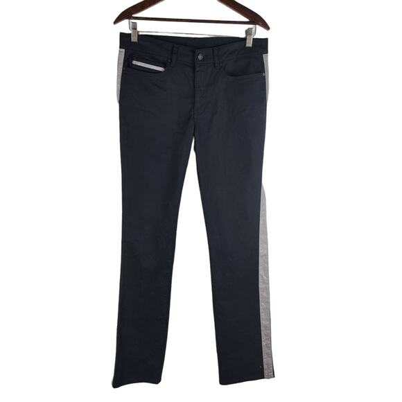 Escada Sport Linda Jeans Black Straight Leg Metallic Cotton Size L 32x33.5 - Picture 1 of 7